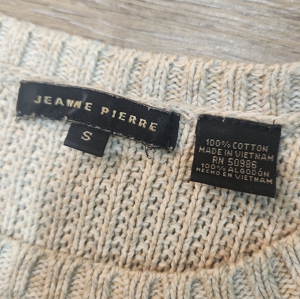 JEANNE PIERRE Textured Cream Sweater Size Small Fisherman - Picture 5 of 7